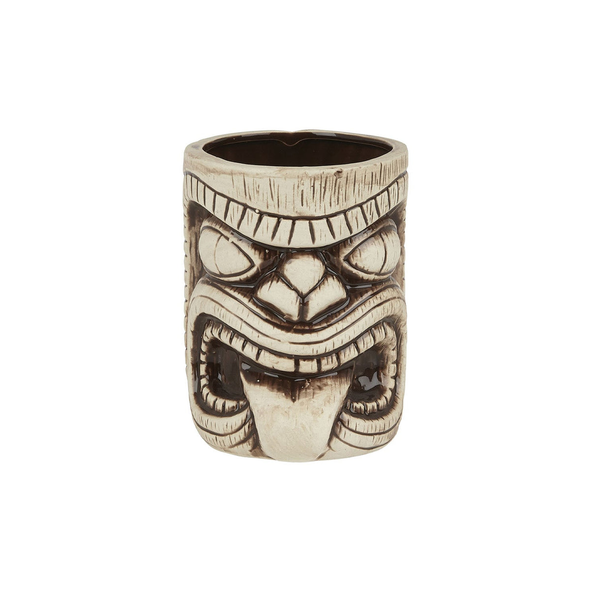 Ceramic Toscano Lono Tiki Mug 450ml - Light & Coffee Brown