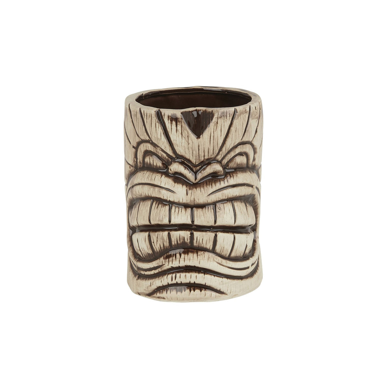 Ceramic Toscano Kanaloa Tiki Mug 450ml - Light/Coffee Brown