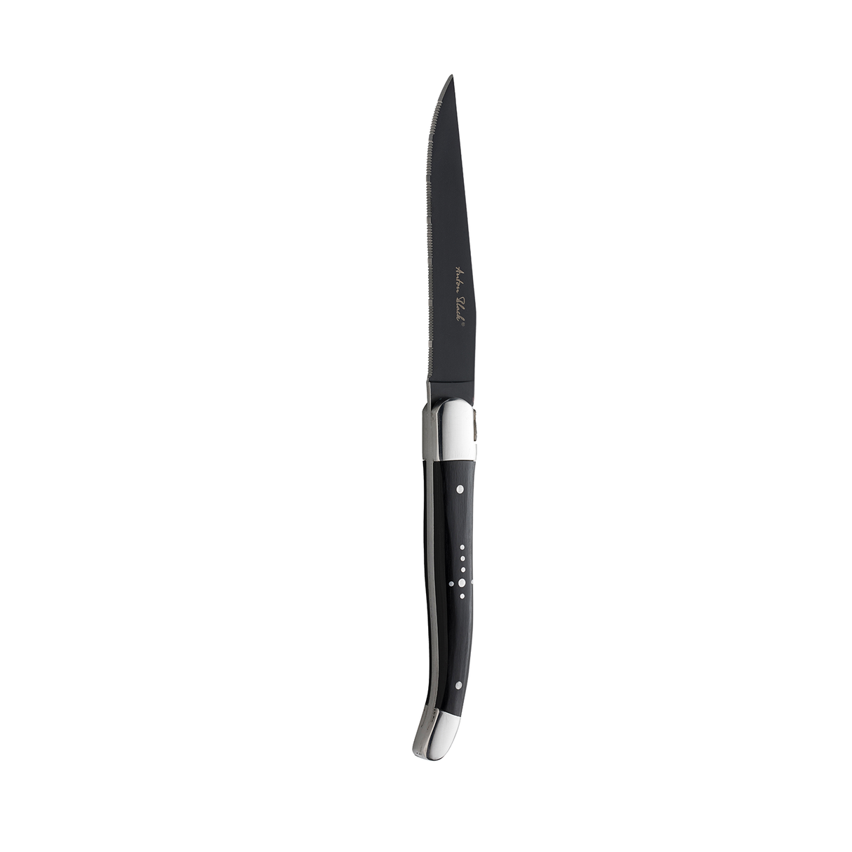 Laguiole Black Handled Steak Knife - Black Blade - Pack 12