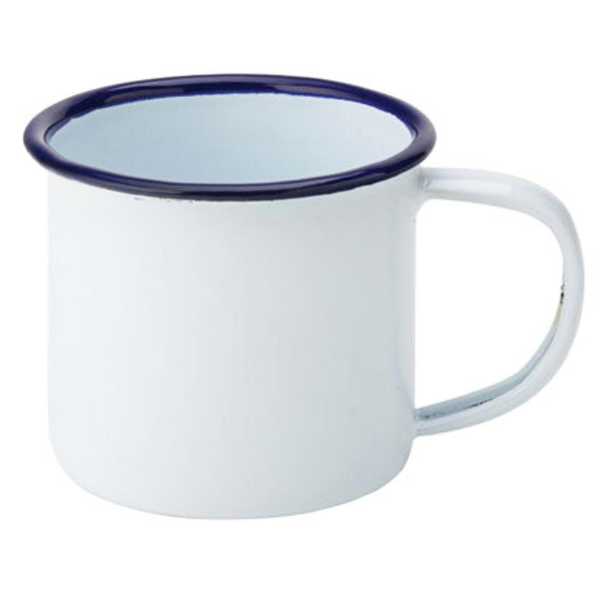 Enamel Mug White with Blue Rim 36cl/12.5oz - Pack 1