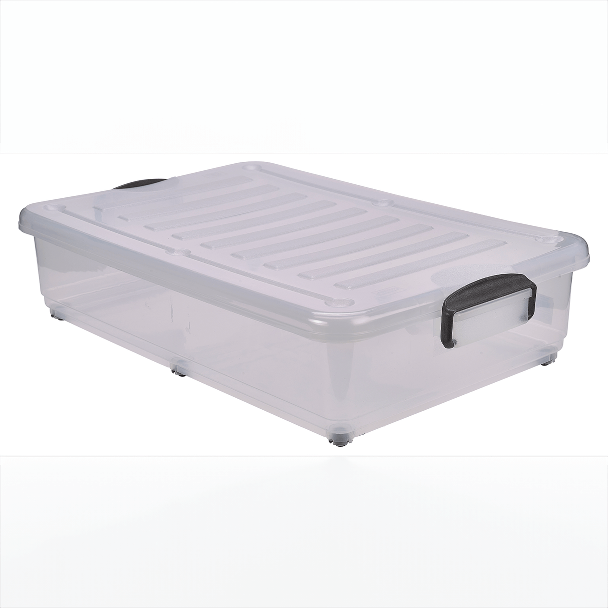 Storage Box 40L W/ Clip Handles On Wheels- Pack 4