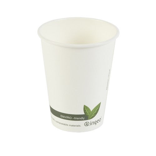 Ingeo Compostable Single Wall Coffee Cup White 8oz - 1000 Pack