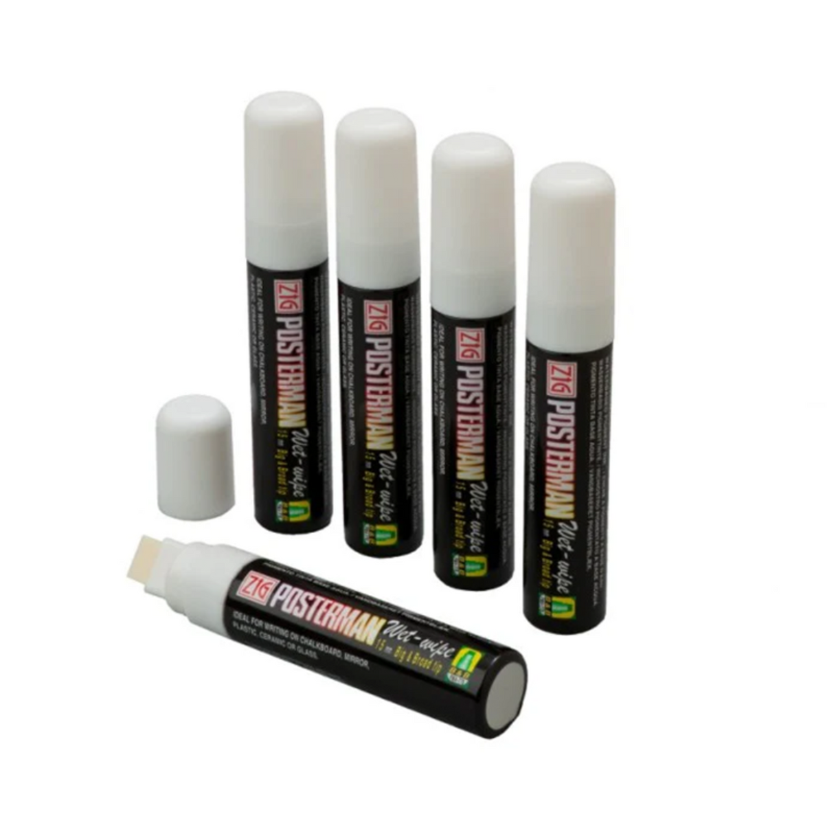 15mm Chisel Liquid Chalk Pen Pk 5 WHITE