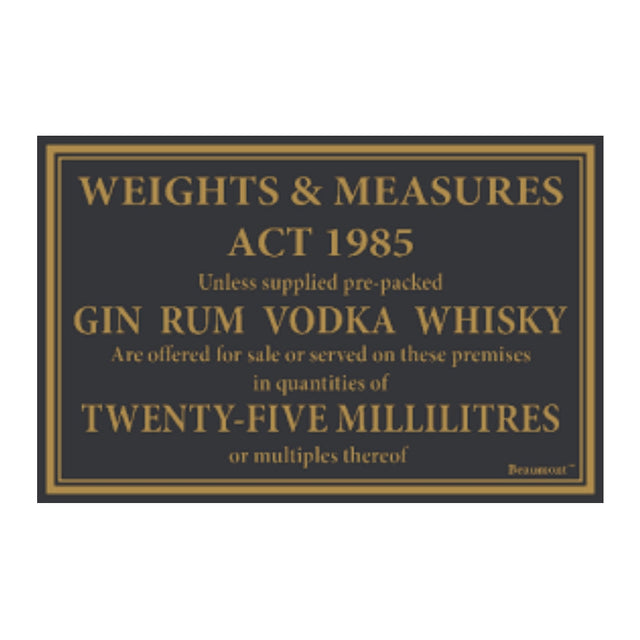 25ml Weights & Measures Law Sign