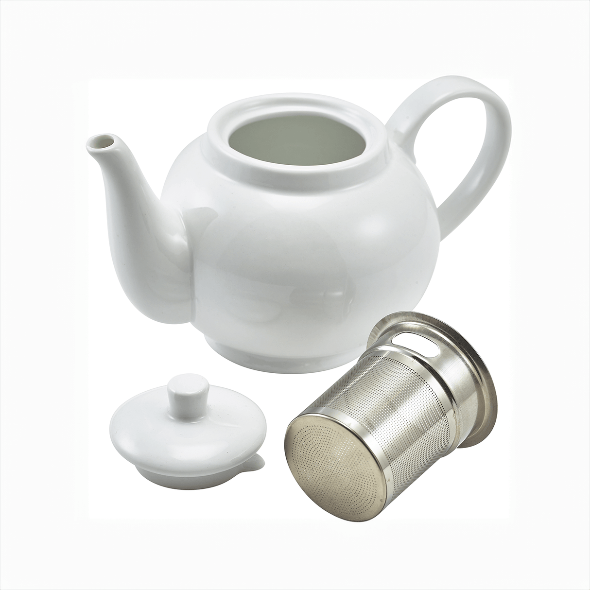 Genware Porcelain Teapot with Infuser 45cl/15.75oz- Pack 6