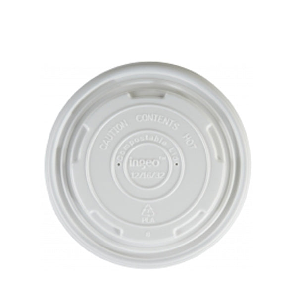 Lid To Fit - White Compostable Soup Container 12-16oz 500 Pack