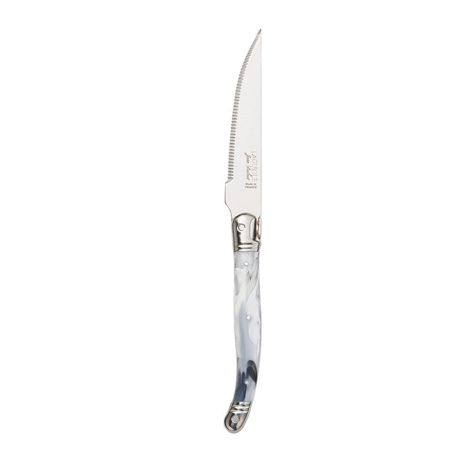 Laguiole Marble White Grill Knife 22.5cm (8 6/7")