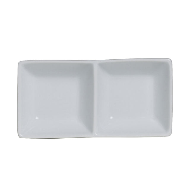Cafe Porcelain Double Well Tray 14.5 x 7cm 6cl (5 3/4 x 2 3/4" 2oz)