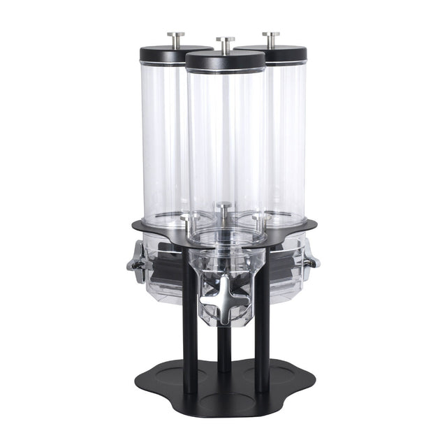 Black Rotating Triple Cereal Dispenser 49.2x49.2x69.5cm 3.5ltr (19 3/8 x 19 3/8 x 27 3/8" 3 3/4qt)
