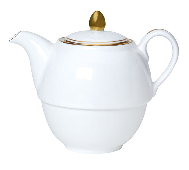 Burnished Gold Coupe Tea Set For One Teapot 12.4cm 46cl (5" 16oz)