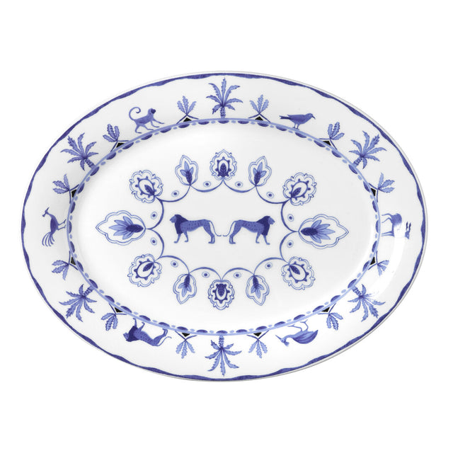 Sultan's Garden Blue Misc Oval Tray 36.5 x 27.5cm (14 1/2 x 11")