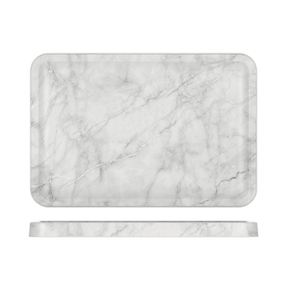 White Marble Agra Melamine Tray 34 x 23cm
