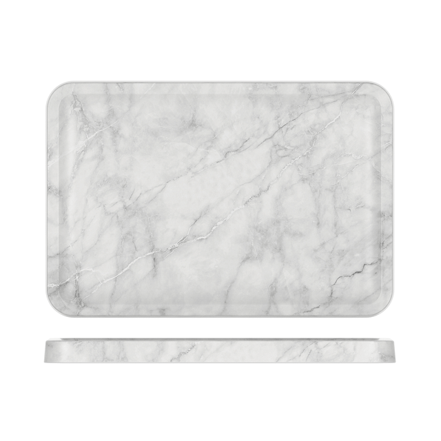 White Marble Agra Melamine Tray 34 x 23cm