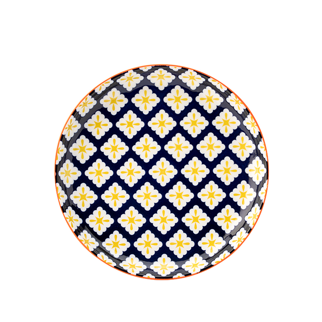 Cadiz Blue and Orange Plate 8" 6 Pack