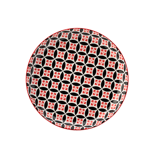 Cadiz Red and Black Plate 8" 6 Pack