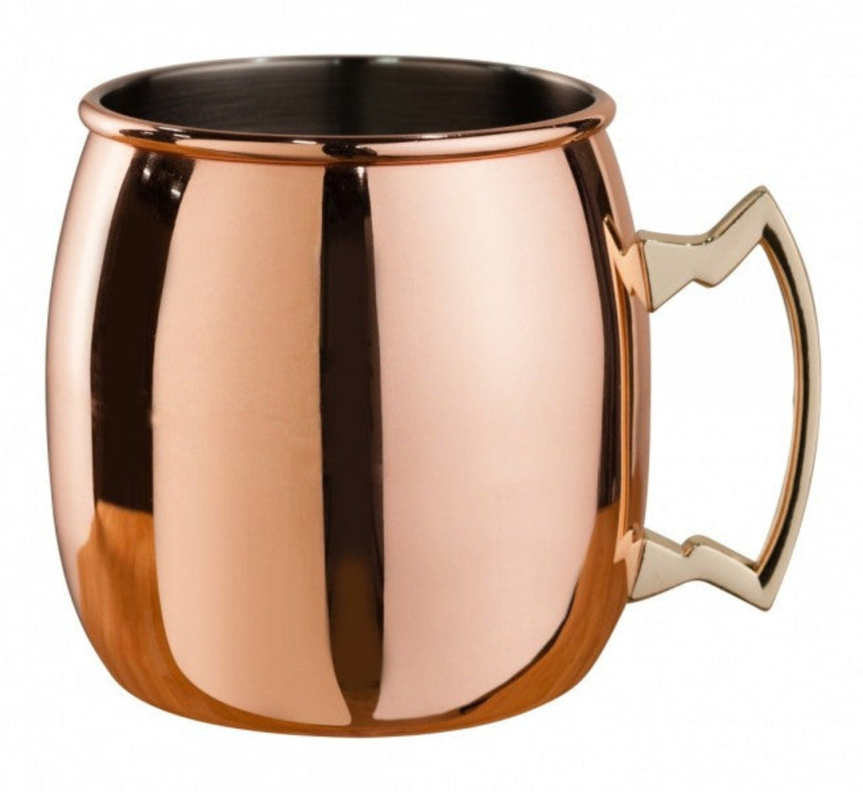 Copper Plated Curved Moscow Mule Mug - Brass Handle