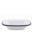 Enamel Oblong Pie Dish White and Blue 20cm