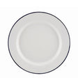 Enamel Wide Rim Plate White and Blue Rim 26cm