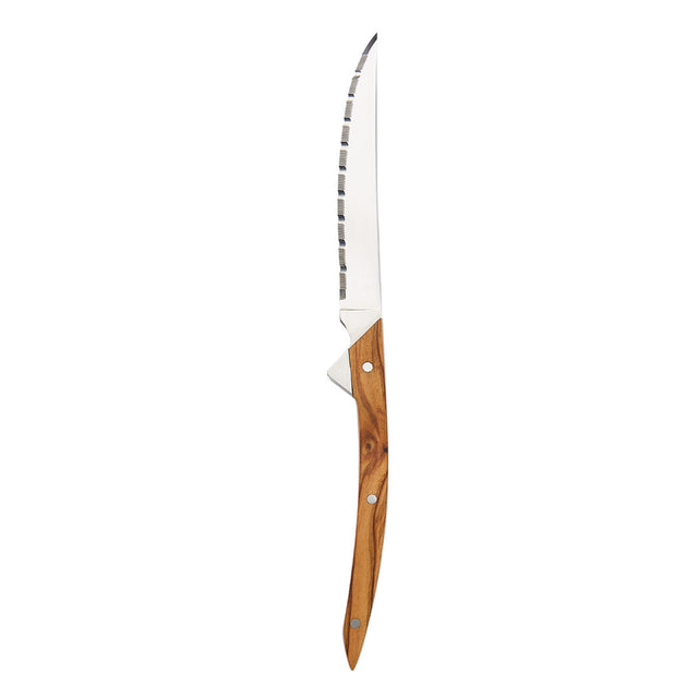 Vertical Blade Steak Knife - Olive Wood Handle