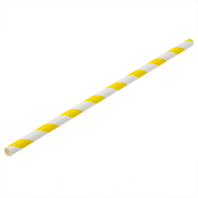 Paper Yellow/White Stripe Straw 8" (20cm)
