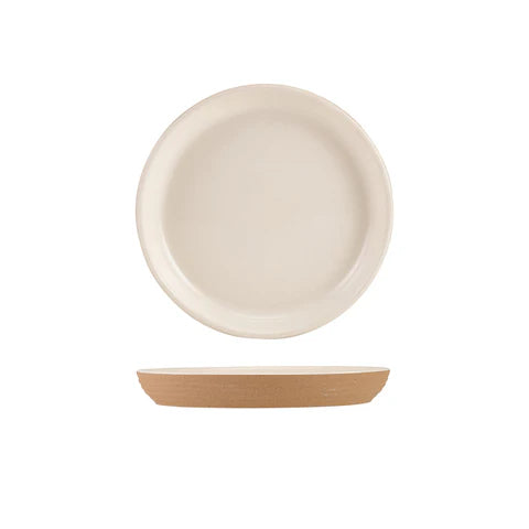 GenWare Kava White Stoneware Ribbed Plate 18cm - Pack 6