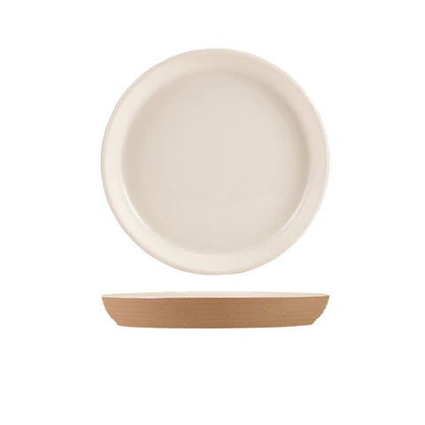 GenWare Kava White Stoneware Ribbed Plate 20cm - Pack 6