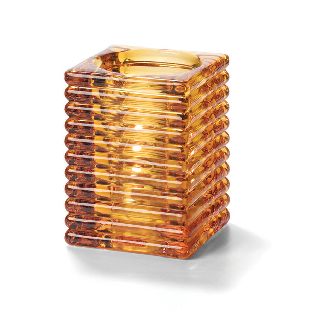 Horizontal Rib Block Amber Glass Lamp 7.3 x 10.5cm (2 4/5 x 4 1/8")