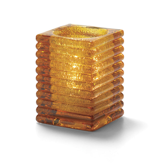 Horizontal Rib Block Amber Jewel Glass Lamp 7.3 x 10.5cm (2 4/5 x 4 1/8")