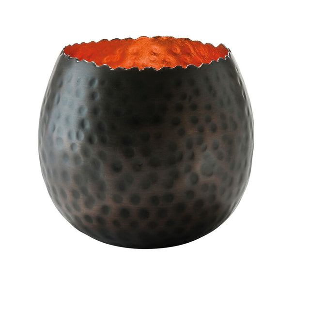 Cauldron Hammered Dark Bronze & Copper Leaf Metal Votive 10.2 x 8.9cm (4 x 3 1/2")