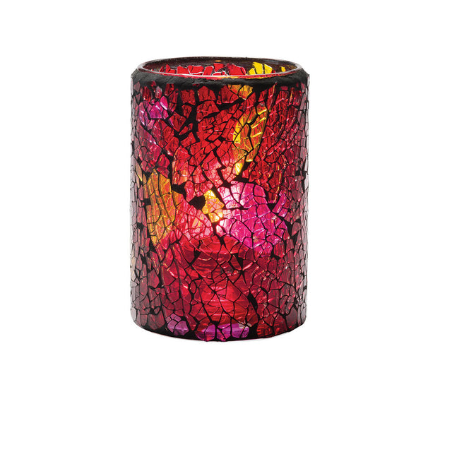 Crackle Red & Gold Glass Cylinder Lamp 8 x 11.4cm (3 1/8 x 4 1/2")