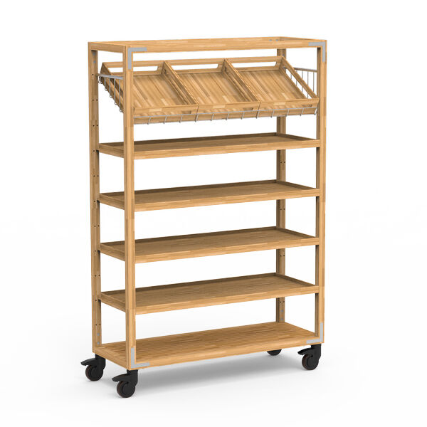 Canvas Natural Bamboo Stainless Steel Grab and Go Unit on Casters