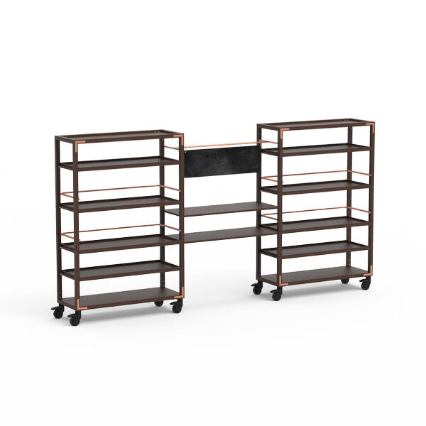 Canvas Dark Lux Bamboo Copper Back Bar Unit on Casters