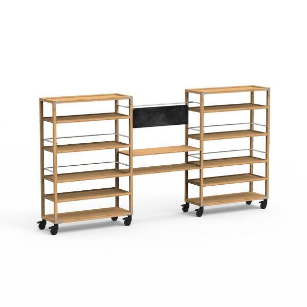 Canvas Natural Bamboo Stainless Steel Back Bar Unit on Casters