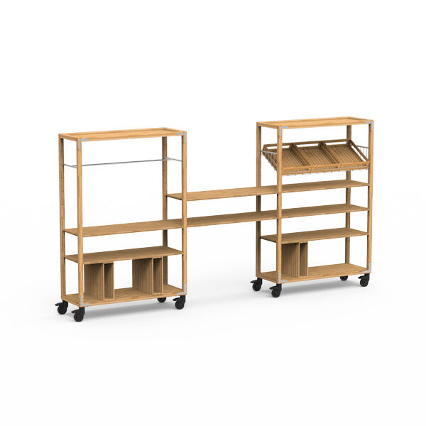 Canvas Natural Bamboo Stainless Steel Coffee Lounge on Casters