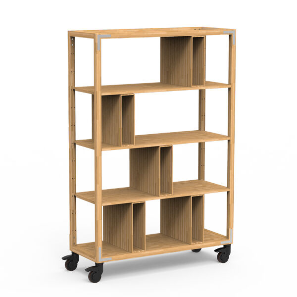 Canvas Natural Bamboo Stainless Steel Room Divider on Casters