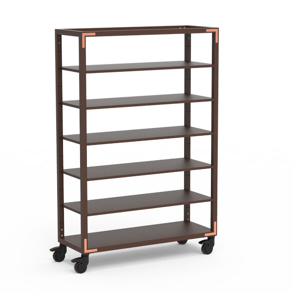 Canvas Dark Lux Bamboo Copper Five Shelf Unit on Casters