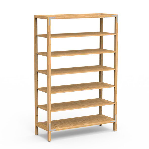 Canvas Natural Bamboo Stainless Steel Five Shelf Unit On Legs