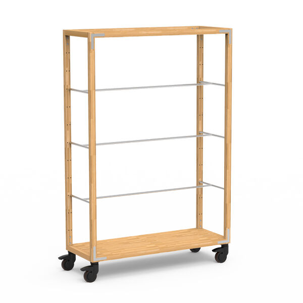 Canvas Natural Bamboo Stainless Steel Hanging Unit on Casters