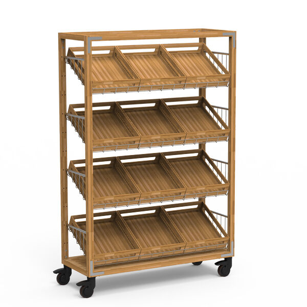 Canvas Natural Bamboo Stainless Steel Angled Shelf Unit on Casters