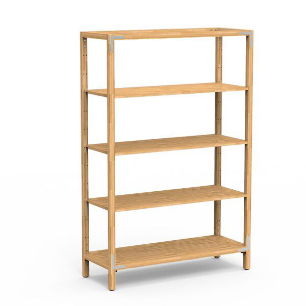 Canvas Natural Bamboo Stainless Steel Three Shelf Unit On Legs