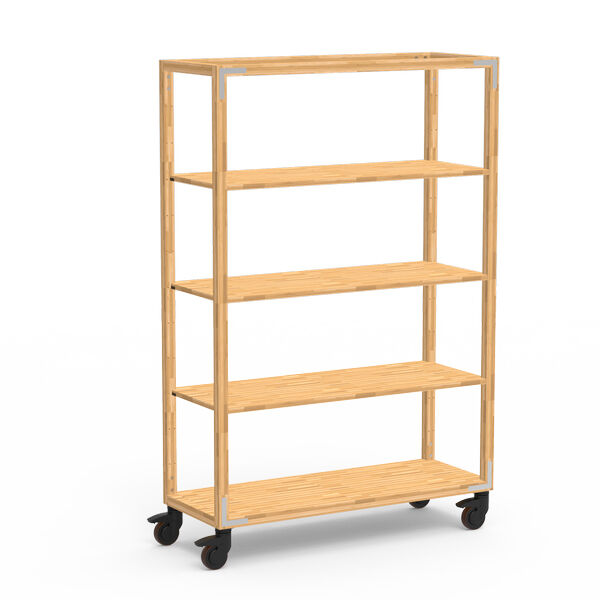 Canvas Natural Bamboo Stainless Steel Three Shelf Unit on Casters