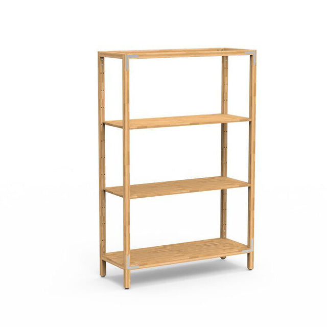 Canvas Natural Bamboo Stainless Steel Two Shelf Unit On Legs