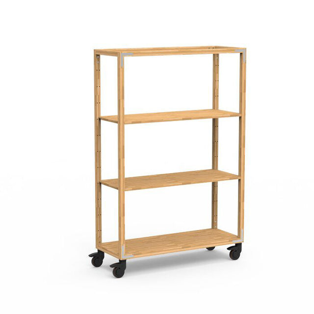 Canvas Natural Bamboo Stainless Steel Two Shelf Unit on Casters