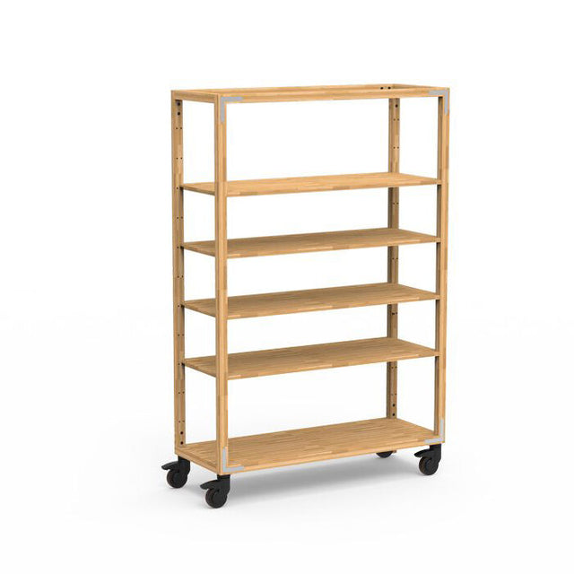 Canvas Natural Bamboo Stainless Steel Four Shelf Unit on Casters