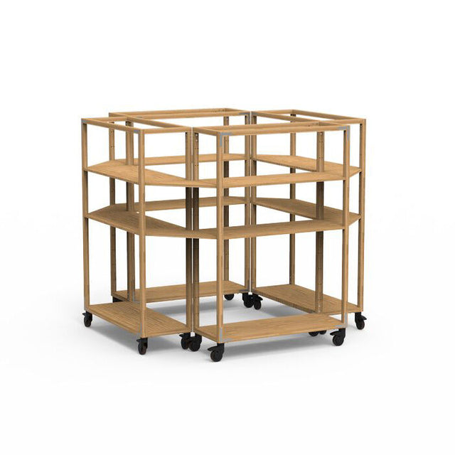 Canvas Natural Bamboo Stainless Steel Center Stage Display on Casters