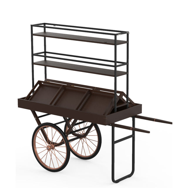 Cantine Cart with Shelf & Crates Dark Bamboo & Copper