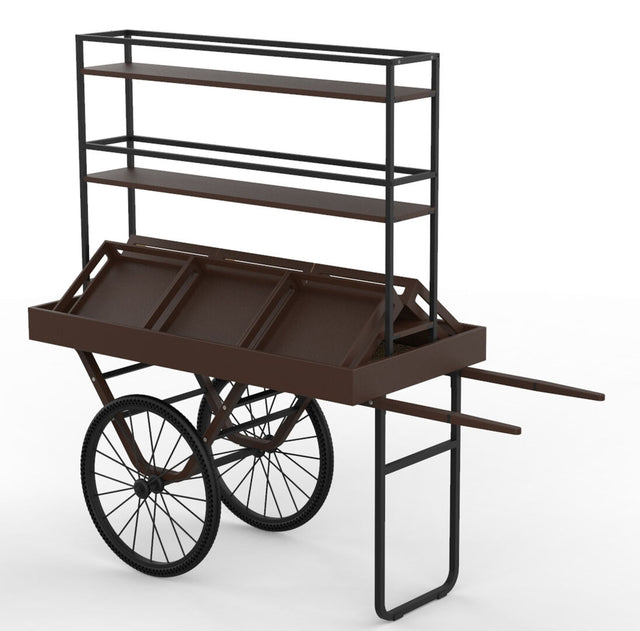Cantine Dark Bamboo & Black Wheels Cart with Shelf & Crates