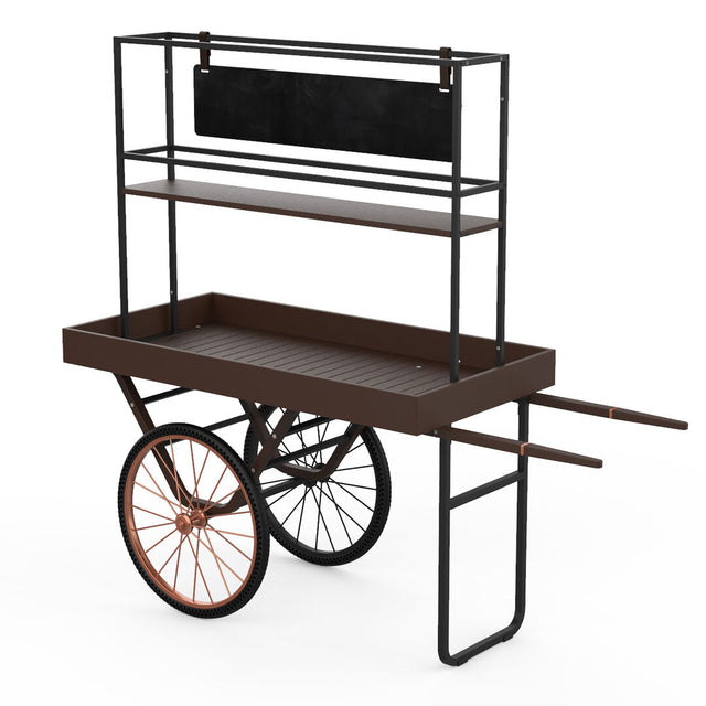 Cantine Cart with Shelf & Sign Dark Bamboo & Copper