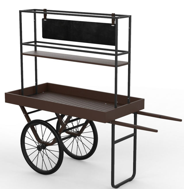Cantine Dark Bamboo & Black Cart with Shelf & Sign