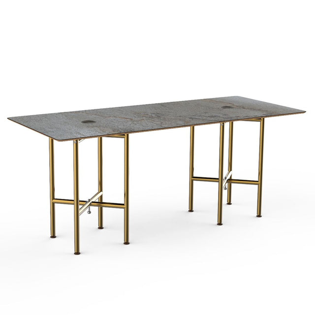 Clix 30" Rectangle Table Grey Brass